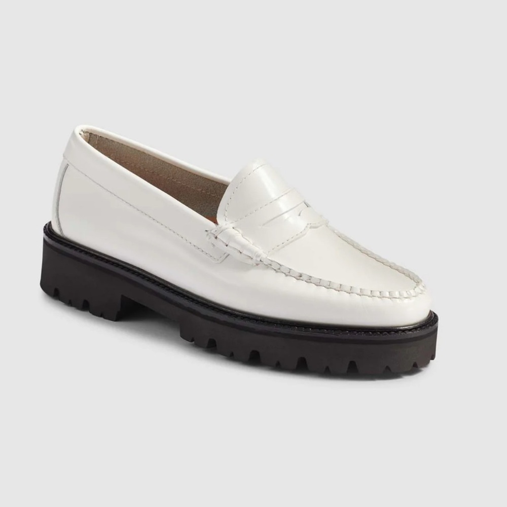 G.H. BASS WOMENS WHITNEY LUG WEEJUNS LOAFER  Elegant White Loafers for Women